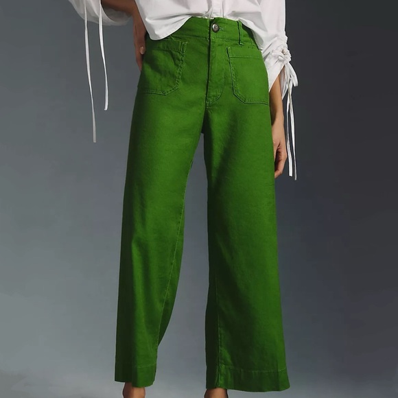 Anthropologie Pants - Anthropologie The Colette Cropped Wide-Leg Pants Linen Edition